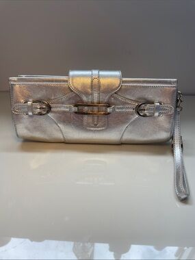 Jimmy CHoo silver clutch bag think leather vintage